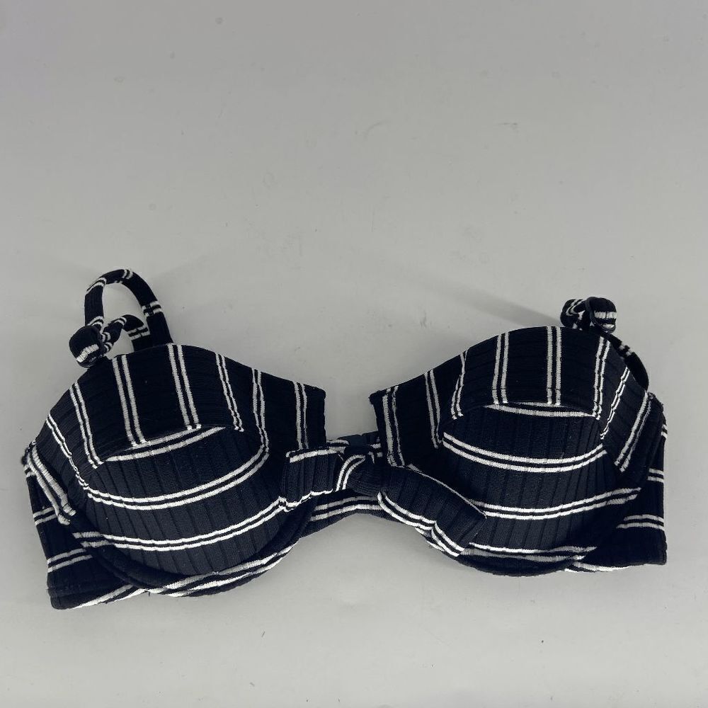 Seafolly Inka Stripe Womens black white New Bustier Bikini Top US 2